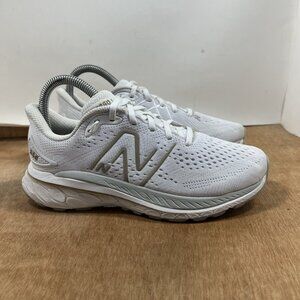 New Balance White and Light Gray Athletic Running Shoes